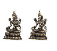 PRETYZOOM 2Pcs Brass Tara Buddha Statues Indoor Decorative Figurines for Home Office Desktop Decor with Buddhist Blessing Meaning
