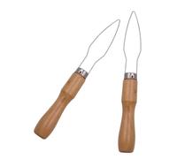 PRETYZOOM 2PCS Button Hook with Wooden Handle Versatile Button Tools Assist Device for Shirts Coats Portable Lightweight Buttoning Aid for Seniors Disability and Garment Production