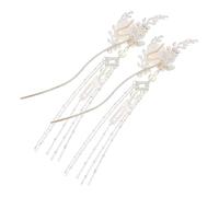 PRETYZOOM 2pcs Chinese-style Moon and Flower Hair Chopsticks with Tassels for Women Retro Metal Hair Sticks for Hanfu and Traditional Costumes Lightweight Elegant Vintage Floral Design
