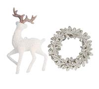 PRETYZOOM 2pcs Christmas Cake Topper Reindeer Wreath Cake Topper Xmas Dessert Cake Figurines Mini Deer Elk Wreath Dollhouse Ornament Multi Use Holiday Decoration