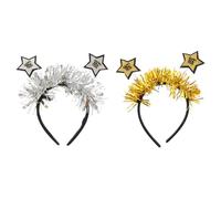 PRETYZOOM 2pcs Christmas Five-pointed Star Headband Set with Gold and Silver Stars, Xmas Party Hair Accessories for Year’s Eve and Holiday Celebrations