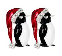 PRETYZOOM 2pcs Christmas Penguin Brooch Pins Women’s Enamel Breastpin for Holiday Decoration Multi-color Alloy Cute Xmas Gift