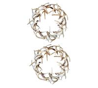 PRETYZOOM 2pcs Christmas Wreath Front Door Xmas Decor Stag Antler Wall Hanging Holiday Home Decor