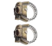PRETYZOOM 2pcs Clamshell Finger Ring Watches with Adjustable Strap and Easy to Open Cover, Zinc Alloy Skull Design, Chic Cool Punk Style for Daily Dressing Match