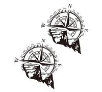 PRETYZOOM 2pcs Compass Car Decals Durable Vinyl Stickers for Engine Window Body Practical Black Mountain Navigation Design for Car and Home Decoration