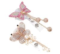 PRETYZOOM 2pcs Decorative Badge Clips Portable Id Clip Multi-Function Practical Rhinestone Alloy Material Eye-catching Design for Office Staff and Factory Workers