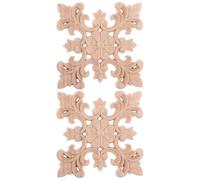 PRETYZOOM 2pcs Decorative Wood Onlays Wood Appliques Solid Square Floral Carvings Easy Installation Enhance Home Decor for Cabinets and Beds DIY Bedrooms