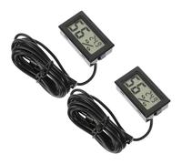 PRETYZOOM 2pcs Digital Reptile Thermometer Hygrometer with Probe, Real-time Microclimate Data, Abs Material, 4.5x3x2.7cm, Accurate Temperature and Humidity for Indoor Reptile Enclosure,
