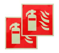 PRETYZOOM 2pcs Fire Extinguisher Sign Stickers Self-adhesive Film Strong Adhesion and Easy Application for Restaurants and Offices, Red Safety Labels for Emergency Use