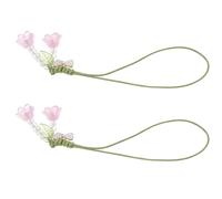 PRETYZOOM 2pcs Flower Phone Wrist Strap Lanyard Hand-strung Beads, Alloy and Acrylic Material, Unique Design and Stylish Appearance, Practical Phone Charm for Festivals and Wallets