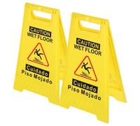 PRETYZOOM 2pcs Foldable Double Sided Wet Floor Warning Signs with High Visibility Yellow A Frame Design for Schools and Cinemas, Pp Material with Good Flexibility