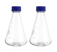 PRETYZOOM 2Pcs Glass Conical Laboratory Flasks with Screw-mouth Blue Lids Graduated Erlenmeyer Bottles for Chemistry Experiments Transparent Material for Science Study and School Use