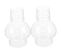 PRETYZOOM 2pcs Glass Oil Lamp Shade Tall Hurricane Replacement for Kerosene Lanterns Clear Glass Chimney with Diameter Wind Resistant for Vintage Home Decor