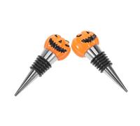 PRETYZOOM 2pcs Halloween Pumpkin Wine Stoppers with Spooky Smile Pattern Decorative Beverage Bottle Sealer for Party and Holiday Drink Decor Fits Various Bottle Easy to Use for Haunted House