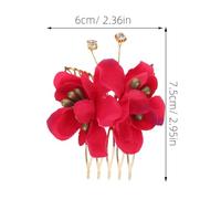 PRETYZOOM 2pcs Hawaiian Floral Hair Combs with Artificial Red Roses Bridal Flower Hair Accessories for Women and Brides Beach Wedding Side Clips with Comb for Elegant Luau and Tropical