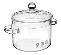 PRETYZOOM 2pcs High Borosilicate Glass Cooking Pot with Lids 1350ml Double Handle Glass Soup Pot Multi-use Kitchen Stew and Noodle Cookware for Home and Induction Stove