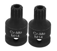 PRETYZOOM 2pcs Impact Triple Square Spline Socket Stubby Brake Caliper Screw Remover Tool for Automotive Repair Fast Accurate Positioning Ergonomic Handle Compatible with Multiple Car Models