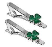 PRETYZOOM 2pcs Irish Shamrock Tie Clip for Men, Lightweight Alloy Classic Leaf Pattern, Portable 6.3x2x1.8cm, for St Patrick's Day, Weddings, and Father's Day Accessories
