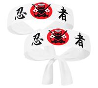 PRETYZOOM 2pcs Japanese Sushi Chef Hachimaki Karate Headband White Sushi Chef Bandana Bushido Hairband Hat for Karate Sports Cooking Kitchen Costume Supply - Ninja