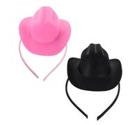 PRETYZOOM 2pcs Mini Cowgirl Hat Headbands Western Style Lightweight Headpiece for Women for Halloween Carnival Costume Parties and Festive Celebrations