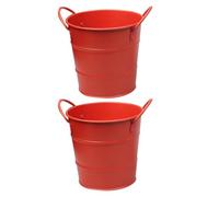 PRETYZOOM 2pcs Mini Ice Buckets Red Metal Iron Food Serving Holders Decorative Small Buckets for Chicken Snacks and Fries Suitable to Be Placed on The Desk Or Windowsill