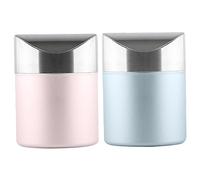 PRETYZOOM 2pcs Mini Stainless Steel Car Trash Can with Shake Cover Compact Desktop Garbage Bin Blue and Rose Gold Space Saving Car Storage Container for Office Home Kitchen Bedroom