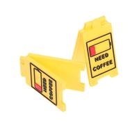 PRETYZOOM 2pcs Mini Warning Caution Signs Double Sided Plastic Desk Signs with Eye-catching Design for Cubicle Decor and Business Use, Funny Office Desk Accessories to Keep Warning Messages