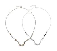 PRETYZOOM 2pcs Moon Pattern Frontlet Hair Decor Rhinestone Alloy Head Chain Vintage Bridal Wedding Headdress with Black Crystal for Women