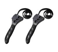 PRETYZOOM 2pcs Multifunctional Adjustable Jar and Bottle Opener with Comfortable Rubber Handle, Black Strap Wrench for Auto Repair and Beer Festival Season