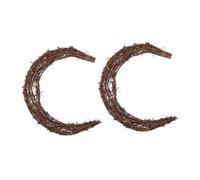 PRETYZOOM 2pcs Natural Rattan Crescent Moon Wreaths Handmade Smilax Vine Ring for DIY Festive Christmas Wall Hanging Decor Sustainable Rustic Craft Supplies