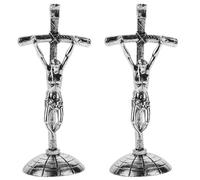 PRETYZOOM 2pcs Ornament Small Crucifix Car Dashboard Decor Standing Crucifix Statue Crucifix Stand Rosary Crucifix Vertical Catholic Crucifix Catholic Decor Church Decor Zinc Alloy