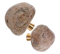 PRETYZOOM 2pcs Pebble Drawer Knob Brass Rock-Shaped Single Hole Wardrobe Dresser Furniture Pull Comfortable to Hold Decorative Vintage Style