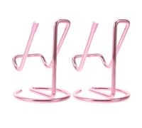 PRETYZOOM 2pcs Pink Iron Metal Phone and Tablet Stand for Office Desk - Universal Wired Mobile Holder Compatible with Smartphones and Tablets