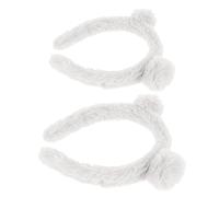 PRETYZOOM 2pcs Plush Bear Ear Headbands for Women, White Fuzzy Hairbands Made of Soft Plush Material, Multi-purpose Usage Suitable for Photo Shoots and Themed Events, Gentle on Hair Types