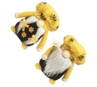 PRETYZOOM 2pcs Plush Bee Gnome Dolls with White Beard and Round Hat, Cute Home Decor Ornaments for Party Scene and Seasonal Decoration