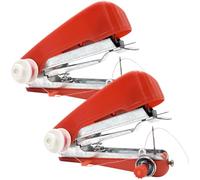 PRETYZOOM 2pcs Portable Handheld Mini Sewing Machine Set with Thread, Small Electric Mending Tool for Home, Travel, and Clothing Repairs, Red