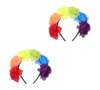PRETYZOOM 2pcs Rainbow Flower Headband Pride Month Accessory Floral Band for Women Lightweight for Parties Gatherings