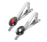 PRETYZOOM 2pcs Retro Music Vinyl Record Tie Clip for Men, Alloy round Necktie Bar with Smooth Silver Toned Texture, Secure Grip to Avoid Fabric Abrasion, for Office and Wedding Wear