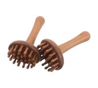 PRETYZOOM 2pcs Sandalwood Meridian Massage Brush with Comfortable Grip for Full Body Relaxation, Wide Tooth Acupressure Scalp and Body Massager, Portable Massage Tool for Office and Home Use