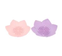 PRETYZOOM 2pcs Silicone Soap Dish Set with Drainage Lotus Design Pink and Purple Soap Holders for Bathroom and Kitchen Non-slip Tray for Solid Bars and Shower Use