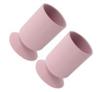 PRETYZOOM 2pcs Silicone Suction Cup Makeup Brush Holder Desk Organizer Cup in Macaron Pink for Vanity and Office Anti-drop Silicone Makeup Brush Storage Container