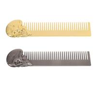 PRETYZOOM 2pcs Skull-shaped Men's Hair Comb Zinc Alloy Metal Mustache Comb for Beard Styling Dual-sided Fine Tooth Pocket Barber Tool
