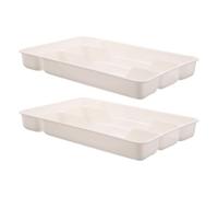 PRETYZOOM 2pcs Stackable Plastic Spoon and Fork Organizer 4 Slots, Compact Silverware Tray for Drawer and Cabinet Storage, Stable Design Divided Compartments and Narrow Layout