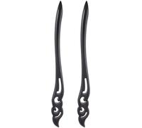PRETYZOOM 2pcs Vintage Chinese Style Hair Sticks Ebony Wood Hair Forks Traditional Ancient Hairpin Headdress for Women Classic Handmade