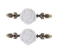 PRETYZOOM 2pcs Vintage White Ceramic Rose Cabinet Handle with Bronze Accent, Easy and Fast Installation, Sturdy Without Fading, Suitable for Home Wardrobe and Kitchen Drawer Pulls