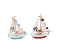 PRETYZOOM 2pcs Vintage Wooden Sailing Boat Model Handcrafted Mediterranean Style Nautical Decor for Office Living Coastal Tabletop Centerpiece Seaside Ornament Collection