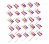 PRETYZOOM 2sets American Flag Cupcake Toppers for Party Decorations Festive Dessert Inserts for Birthdays Weddings National Holidays and Sporting Events 200pcs*2