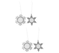 PRETYZOOM 2sets Diy Photo Frame Pendant Metal Snowflake Necklace Christmas Tree Ornaments Memory Charm Perfect Present for Birthday Xmas Party 2pcs*2