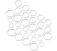 PRETYZOOM 30pcs Stainless Steel Hexagonal Hollow Pendants Set, Geometric Metal Charms for DIY Jewelry Making, Necklace Accessories for Women, Silver Tone, Sizes (19.5x22mm, 15.5x17.5mm,