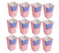 PRETYZOOM 36 Pcs Independence Day Popcorn Holder Boxes American Flag Paper Popcorn Treat Boxes for Party Favors Snack Containers for Movie Night Family Gatherings and Patriotic Celebrations